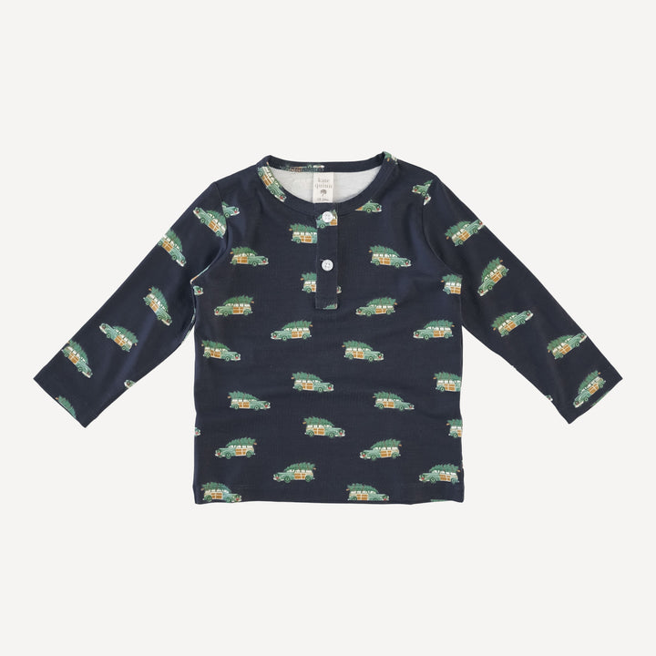 long sleeve basic henley tee | holiday car | bamboo