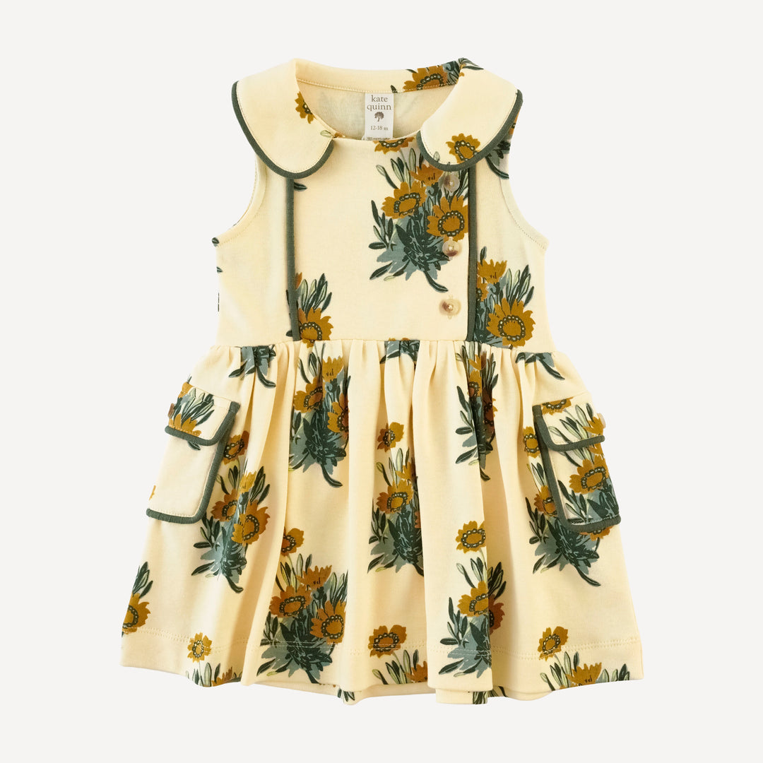 sleeveless peter pan apron dress | calendula | organic cotton interlock
