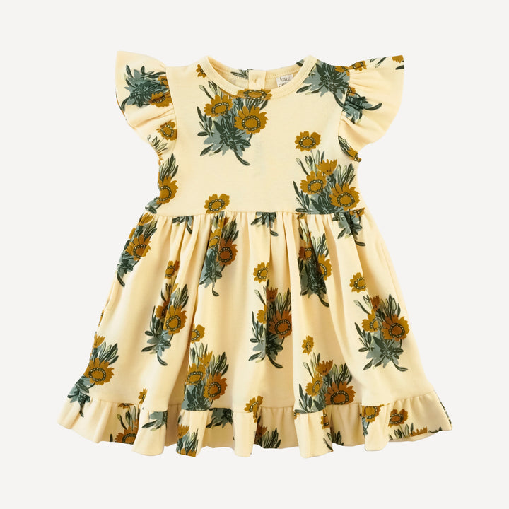 flutter sleeve pinafore dress | calendula | organic cotton interlock