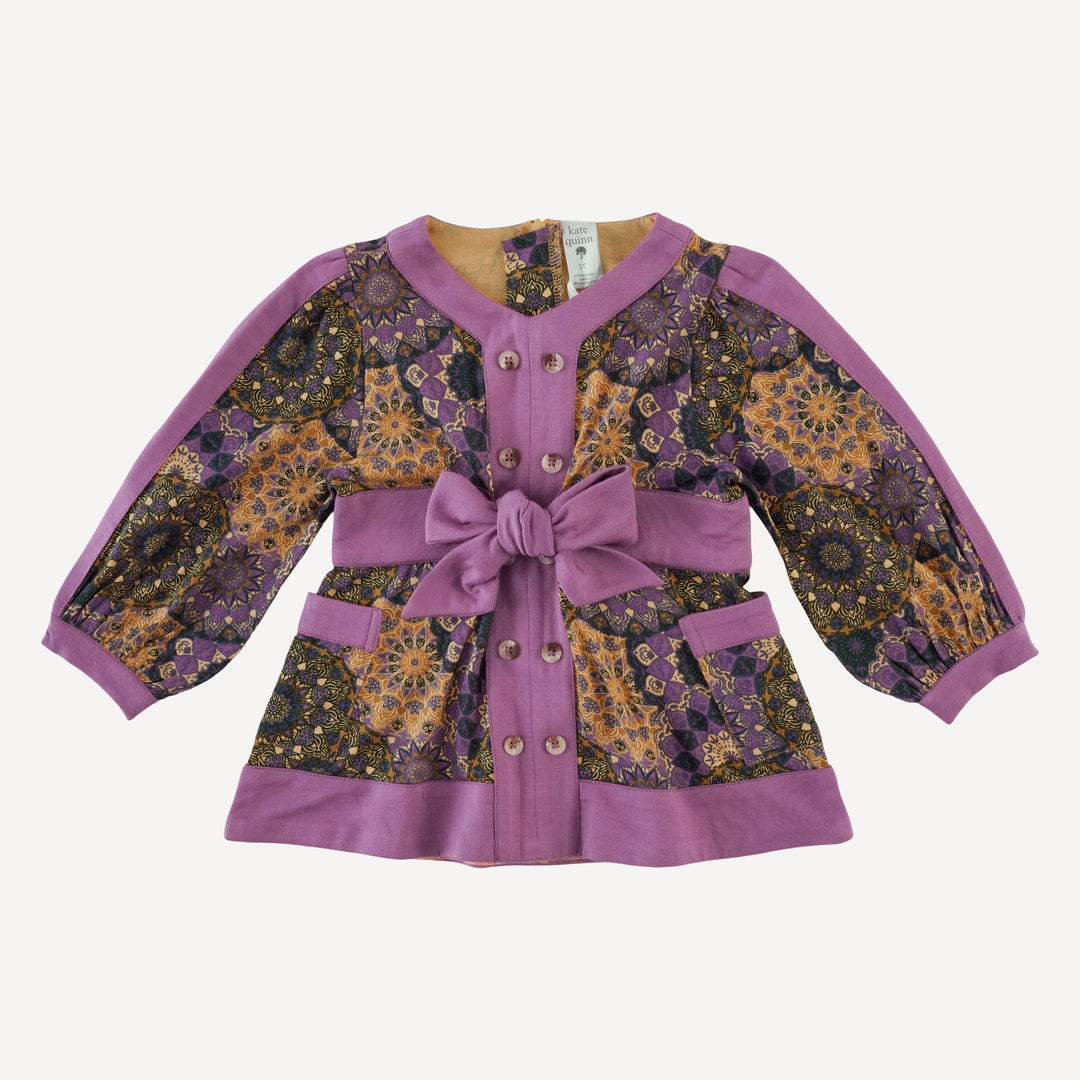 long sleeve peasant top | purple mandala | bamboo