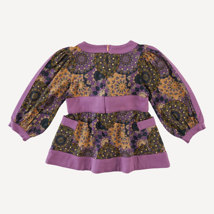 long sleeve peasant top | purple mandala | bamboo