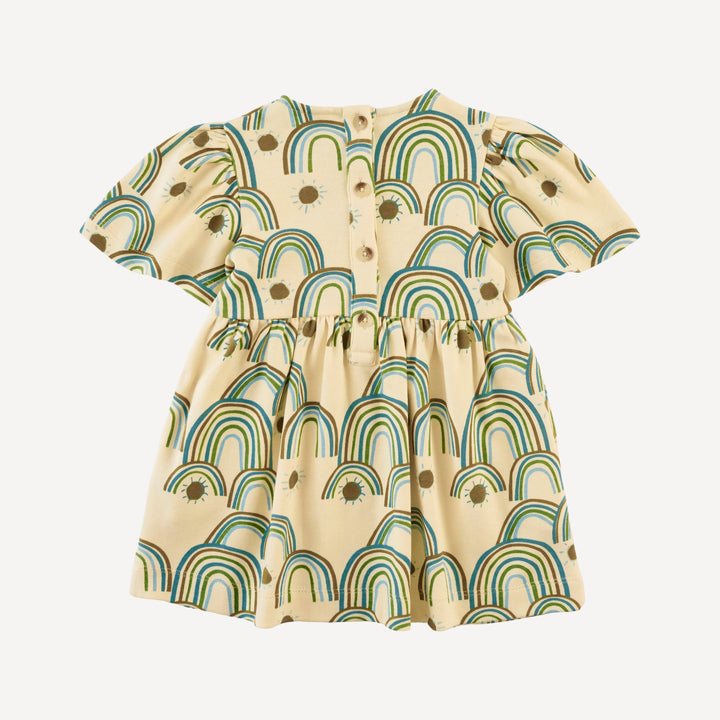 bell sleeve dress | multi rainbow | organic cotton interlock