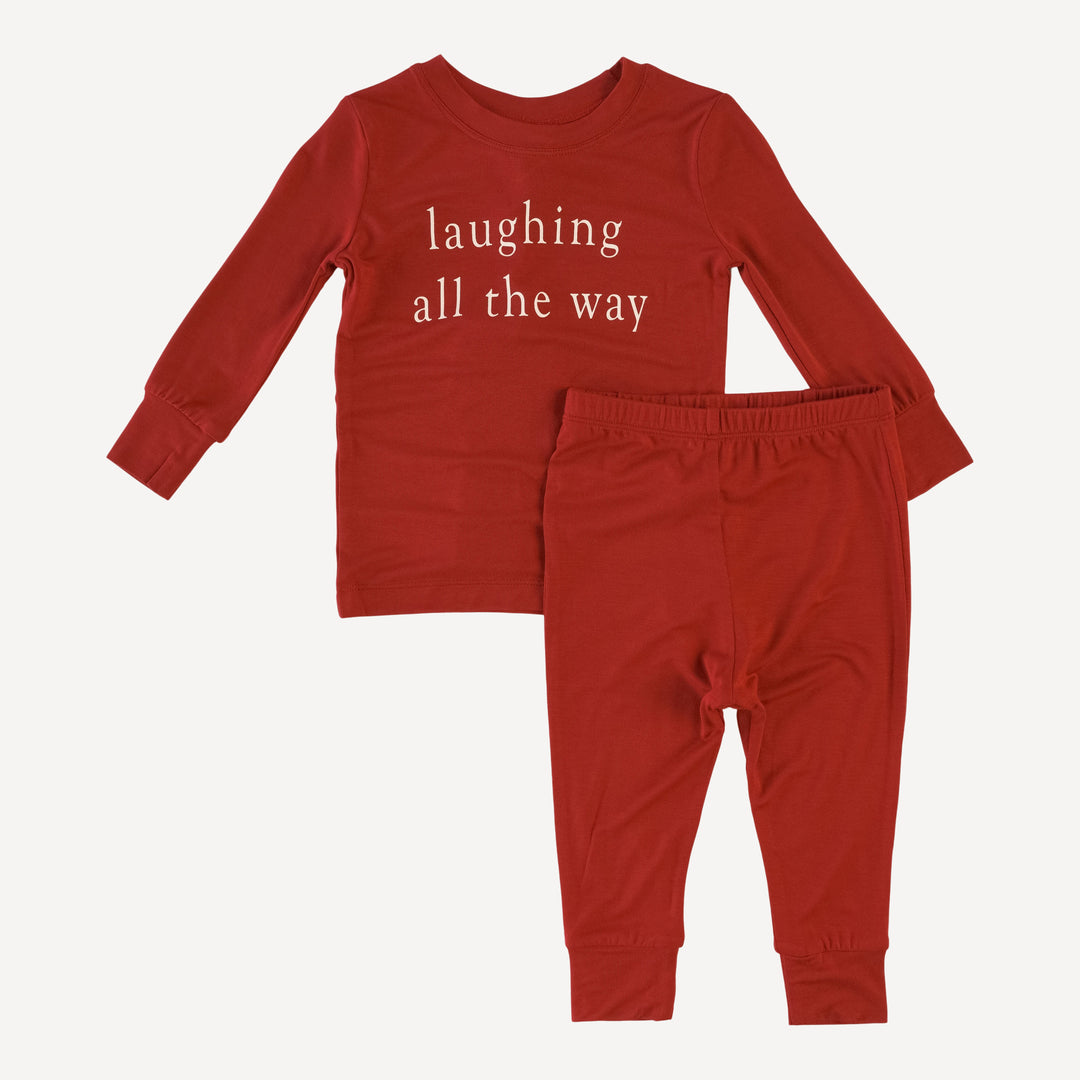 long sleeve crew neck pj set | laughing all the way | bamboo