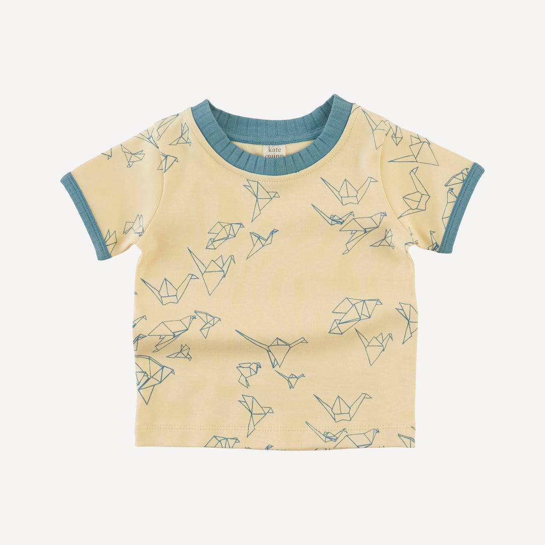 short sleeve ringer tee | paper cranes | organic cotton interlock