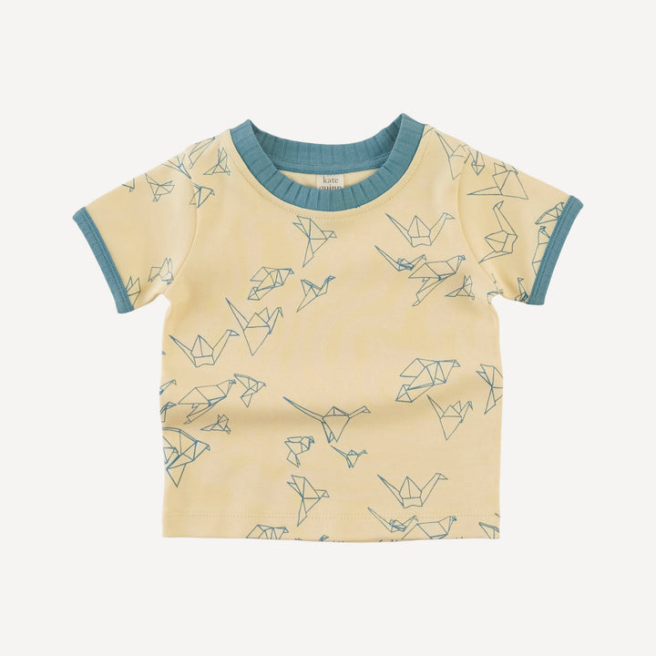 short sleeve ringer tee | paper cranes | organic cotton interlock