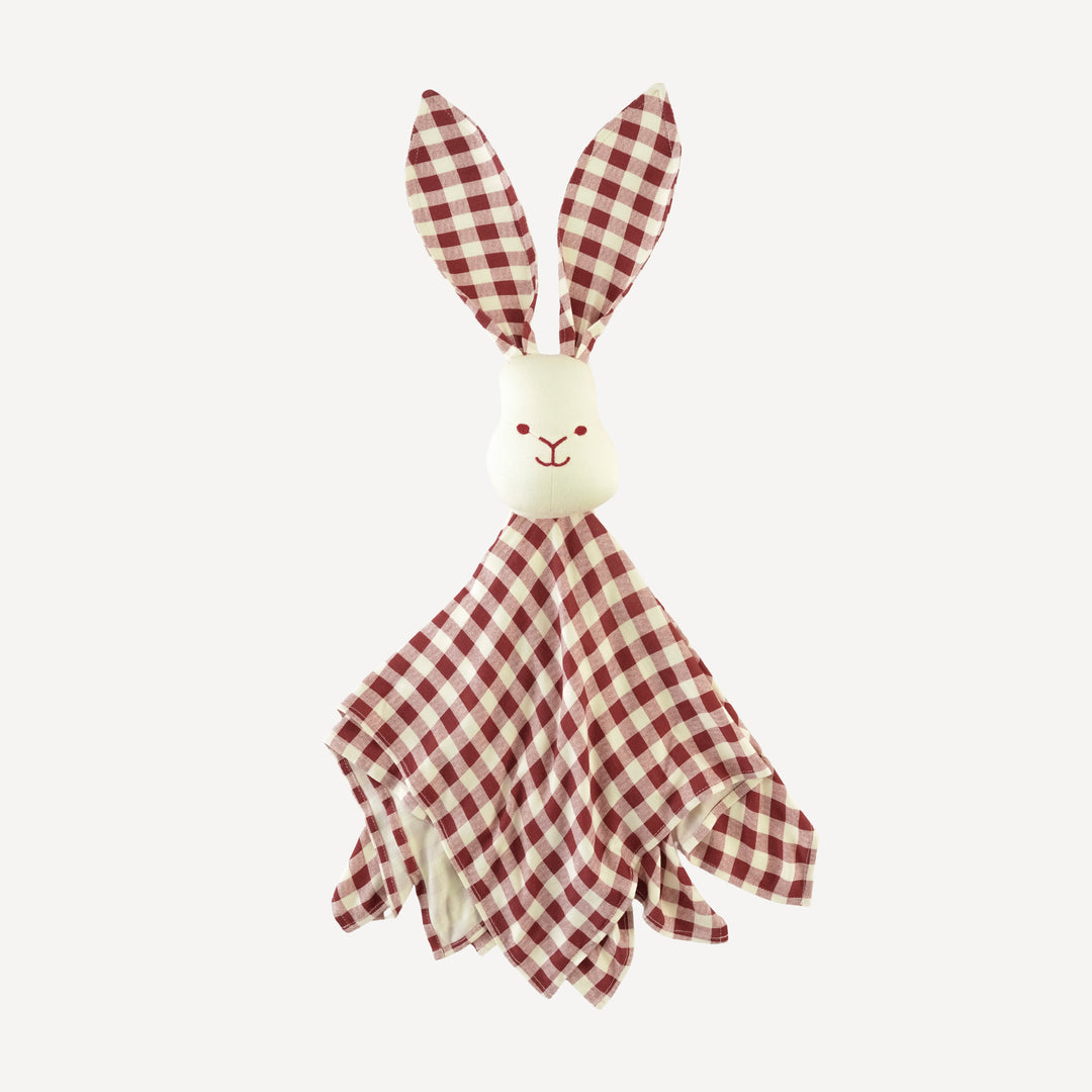 bunny snuggler | berry gingham | bamboo