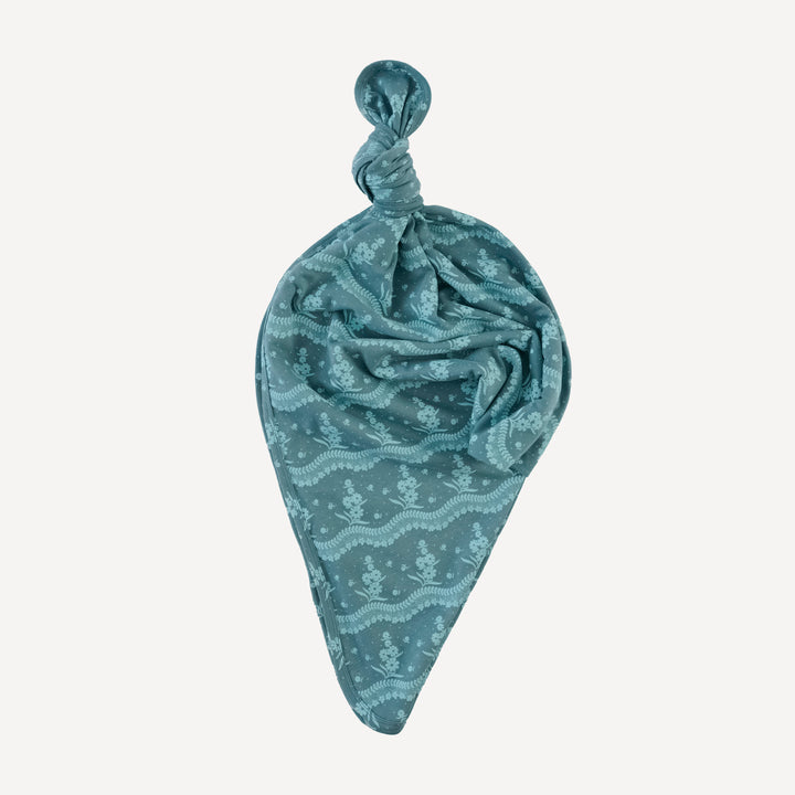 single layer blanket | blue floral lace | organic cotton interlock