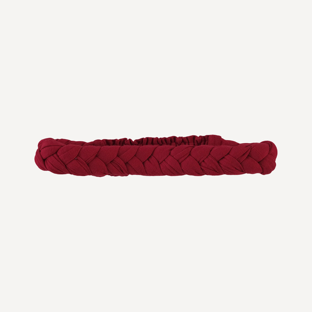 skinny braided headband | red dahlia | bamboo