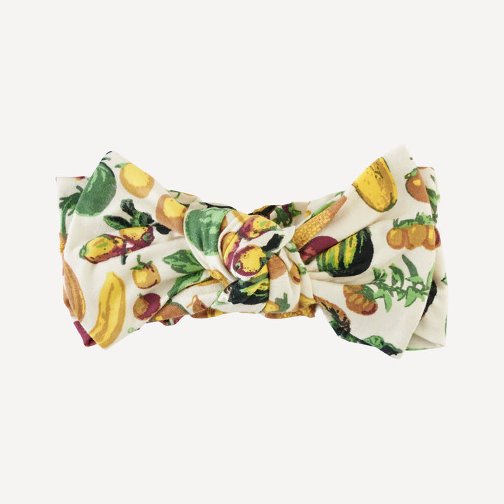 elastic bow headband | veggie garden | bamboo