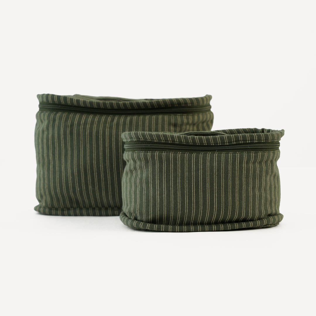 mini diaper cubes set of 2 | green pinstripe | organic cotton gauze