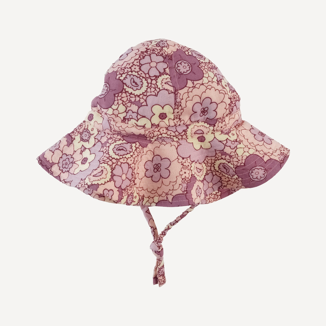 sun hat | mauve 60s floral | organic cotton gauze