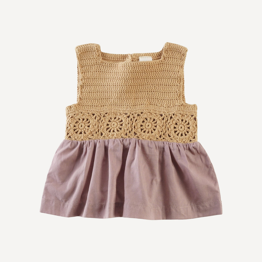 boatneck sleeveless crochet tunic top | woodrose | organic cotton crochet