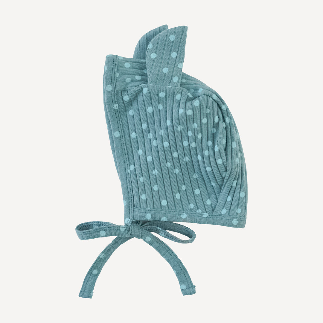 bear hat | blue dot | organic cotton wide rib