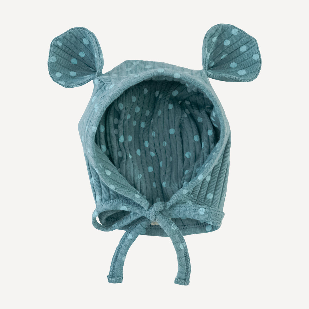 bear hat | blue dot | organic cotton wide rib