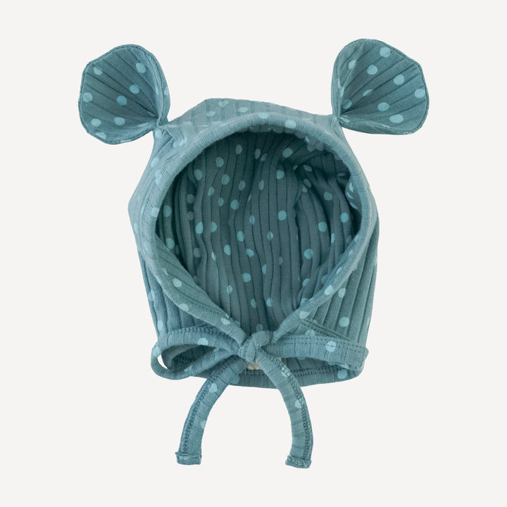 bear hat | blue dot | organic cotton wide rib