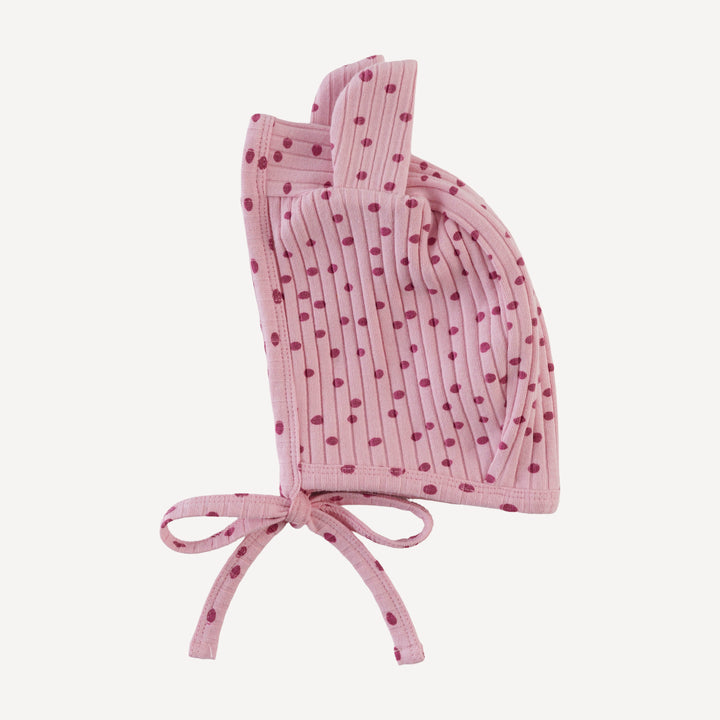 bear hat | mauve dot | organic cotton wide rib