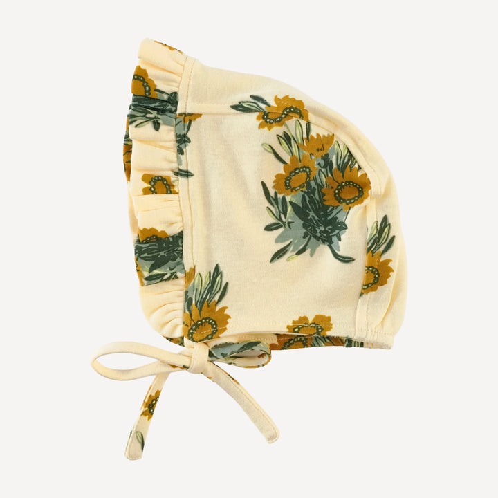 small ruffle bonnet | calendula | organic cotton interlock