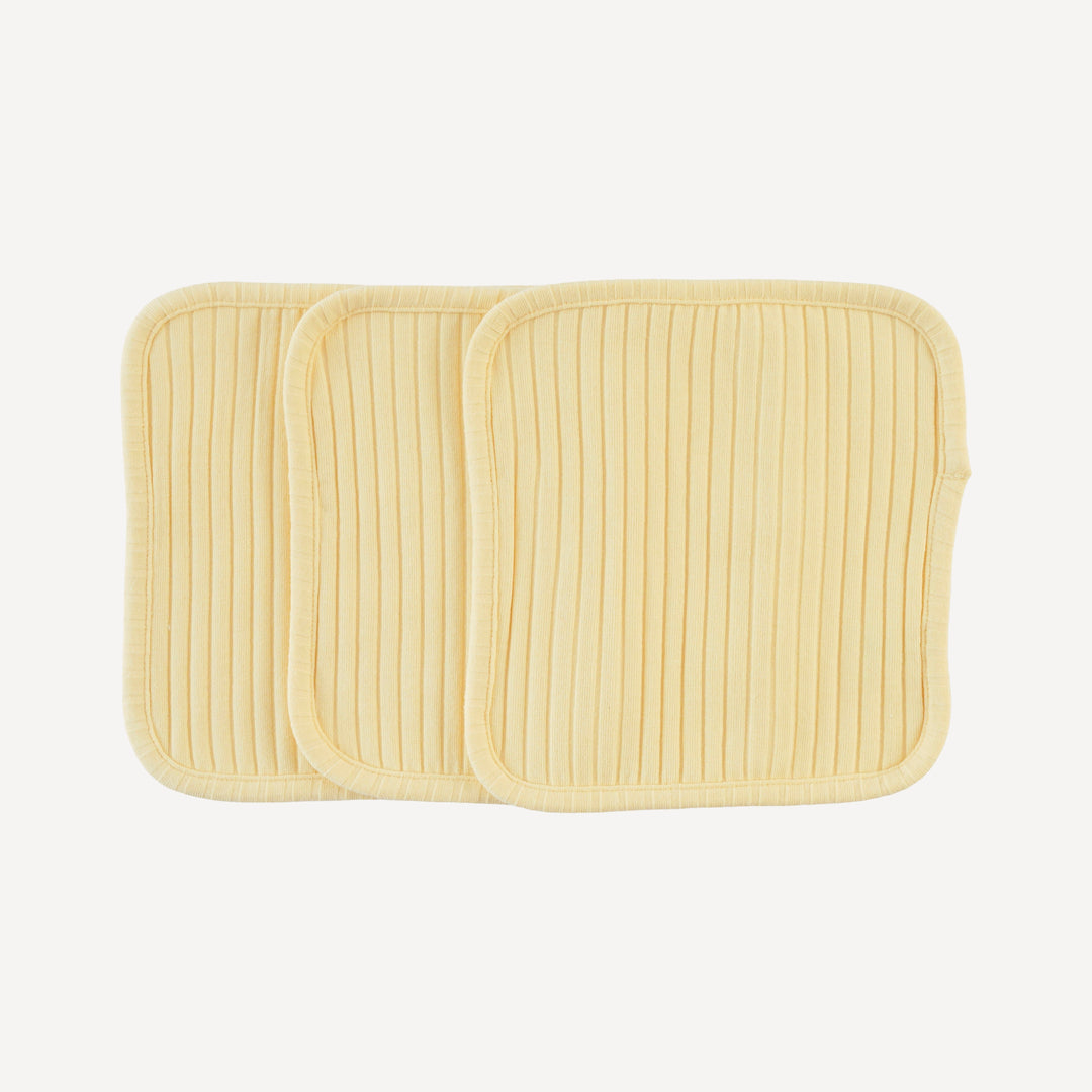 set of 3 washcloths | egg shell | organic cotton wide rib