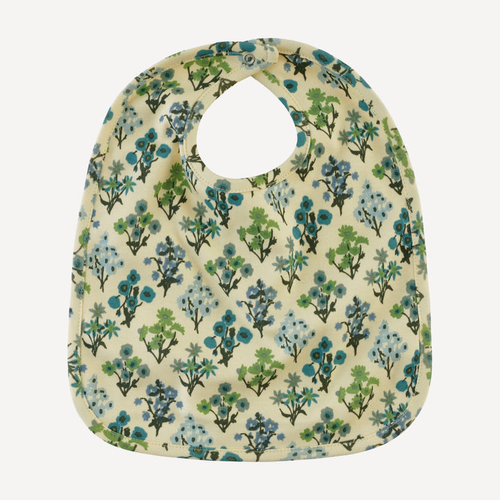 bib | blue floral bouquet | organic cotton interlock