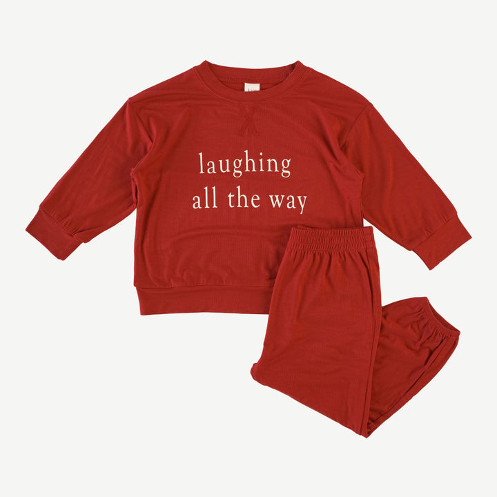 long sleeve boxy topstitch tee and relaxed jogger set | laughing all the way | bamboo