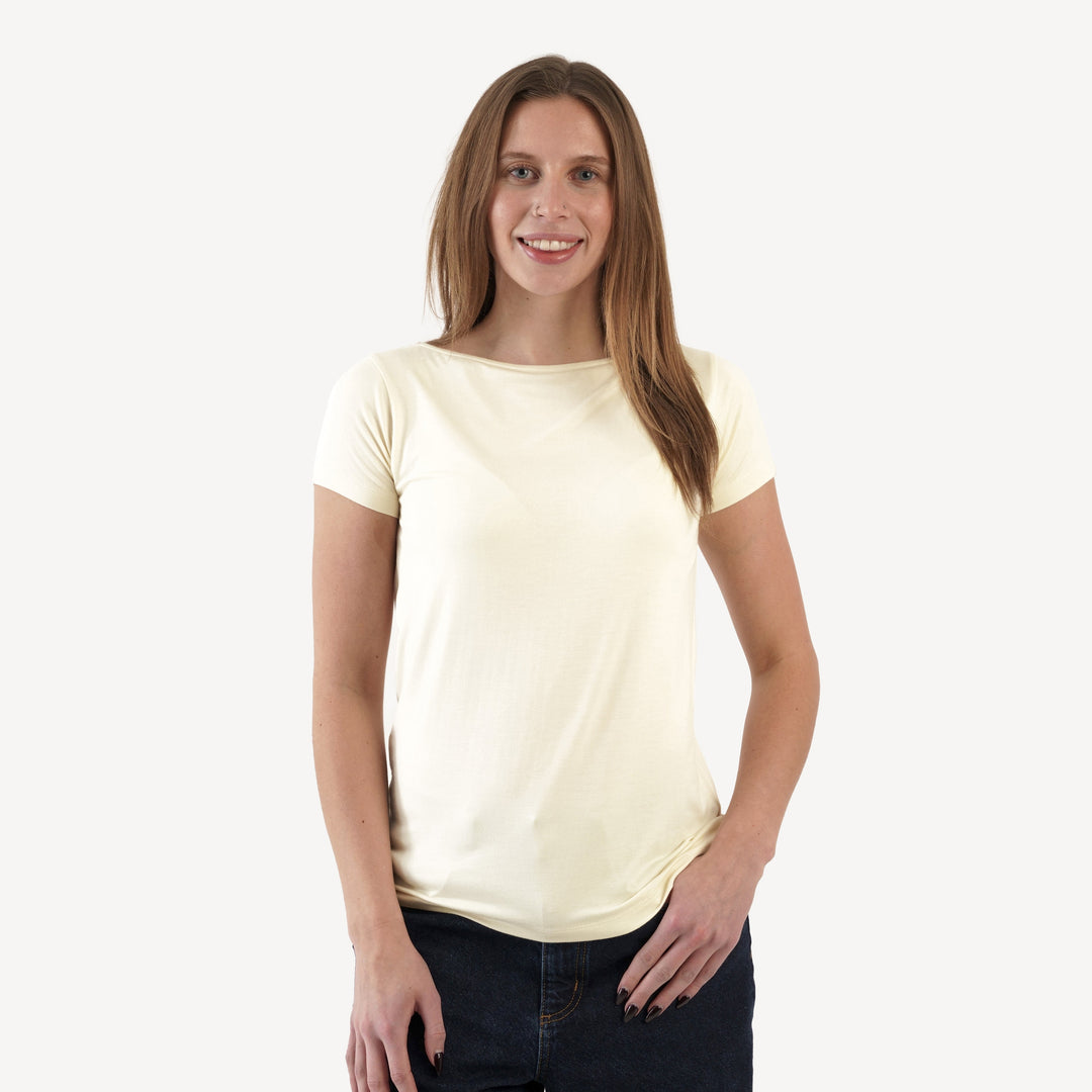 womens boat neck tee | oatmeal | bamboo