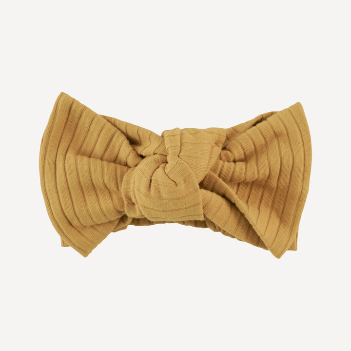 large bow elastic headband | honey mustard | organic cotton wide rib