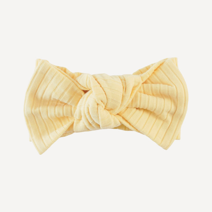 large bow elastic headband | egg shell | organic cotton wide rib