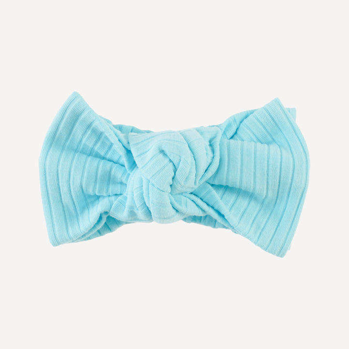 large bow elastic headband | water | organic cotton wide rib