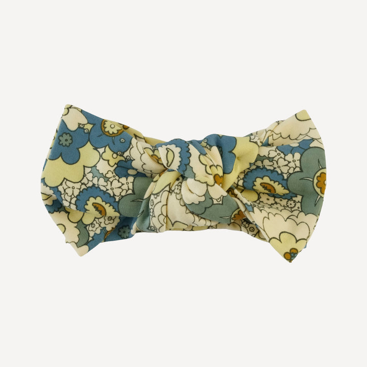 large bow elastic headband | 60s floral | organic cotton interlock