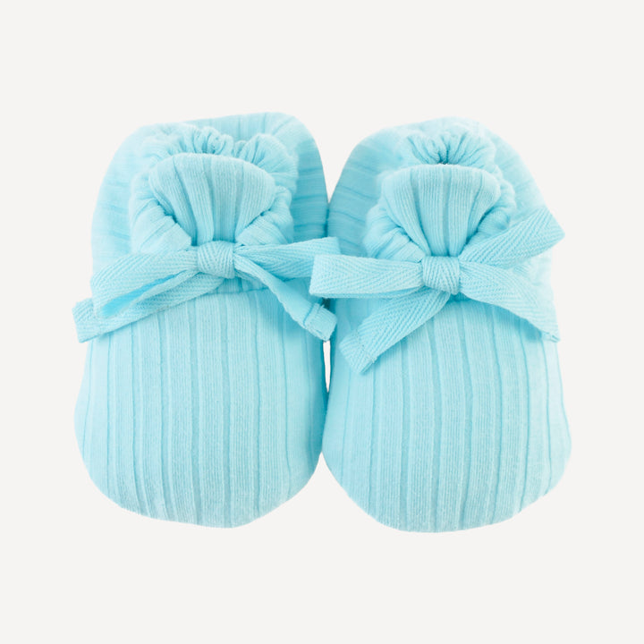 tie booties | water | organic cotton wide rib