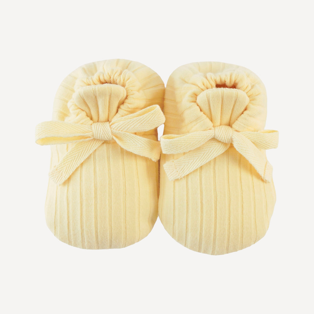 tie booties | egg shell | organic cotton wide rib