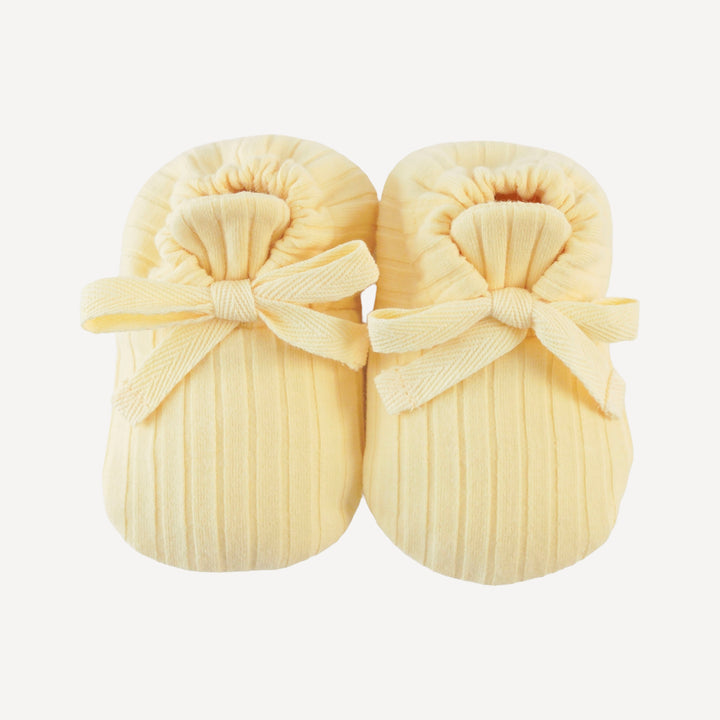 tie booties | egg shell | organic cotton wide rib