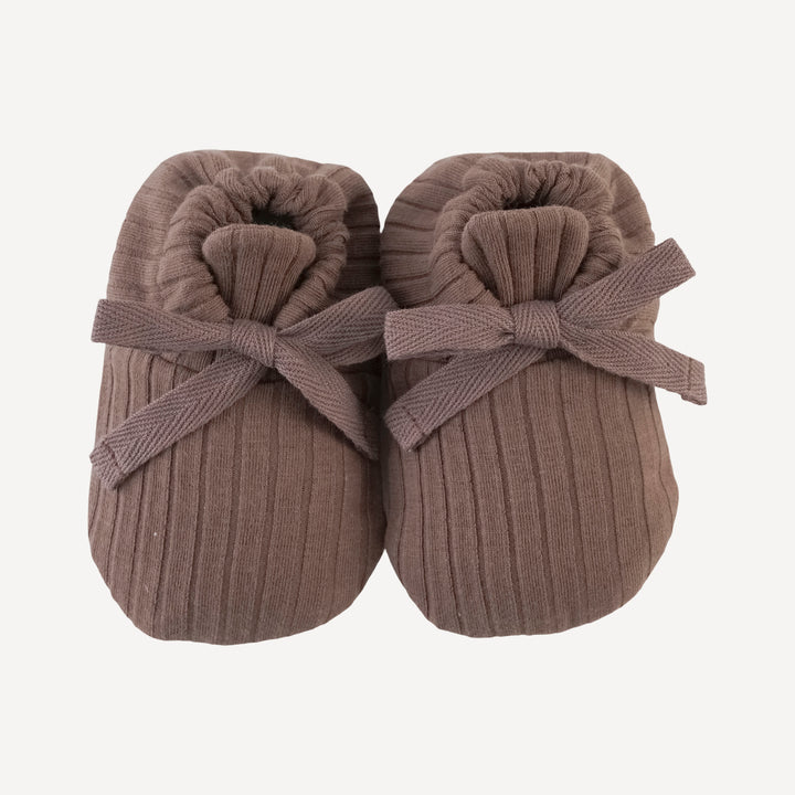 tie booties | spiced chocolate | organic cotton wide rib