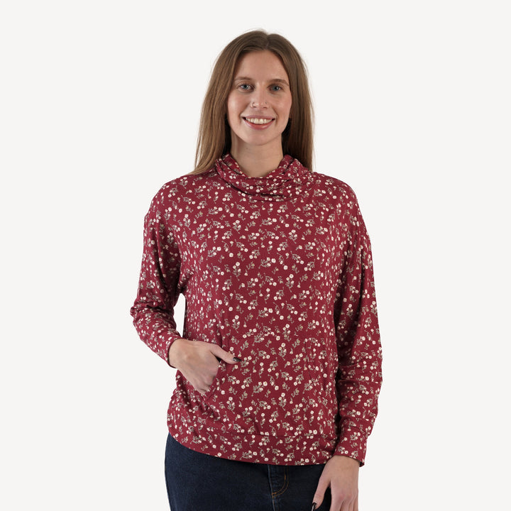 womens cowl neck kanga top | garden tiny chamomile | bamboo