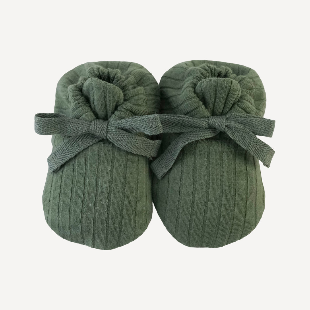 tie booties | thyme | organic cotton wide rib