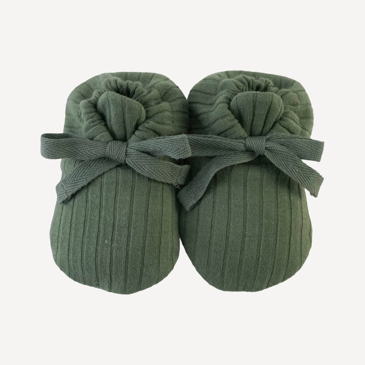 tie booties | thyme | organic cotton wide rib