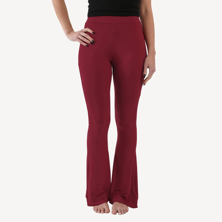 womens flare pant | red dahlia | bamboo
