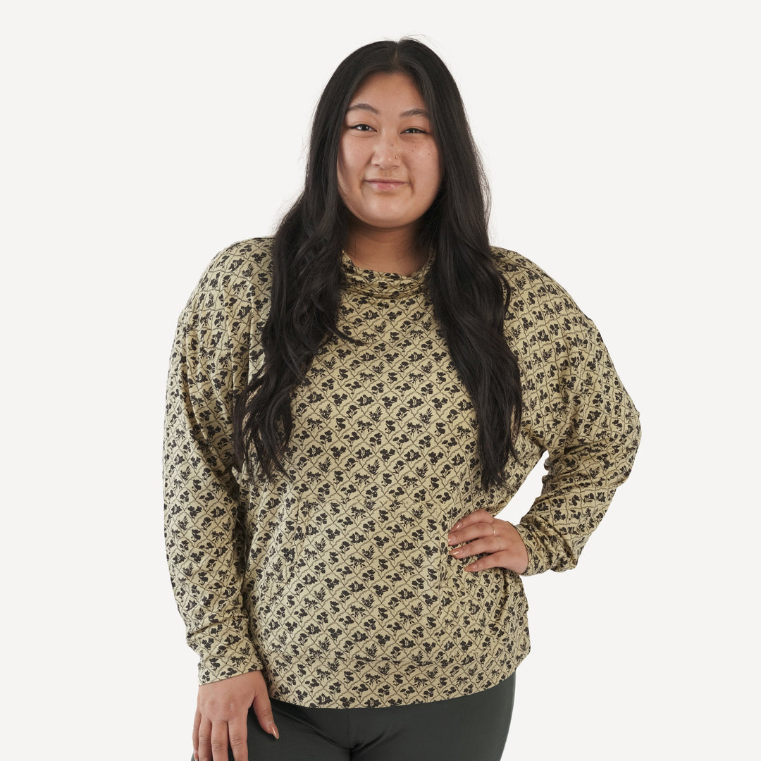womens cowl neck kanga top | trellis floral | bamboo