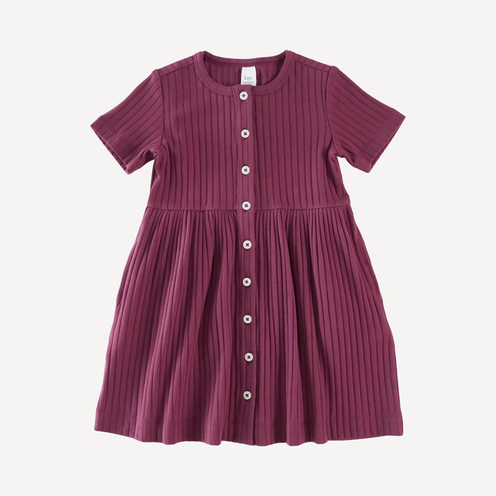 short sleeve button dress | wild ginger | classic rib