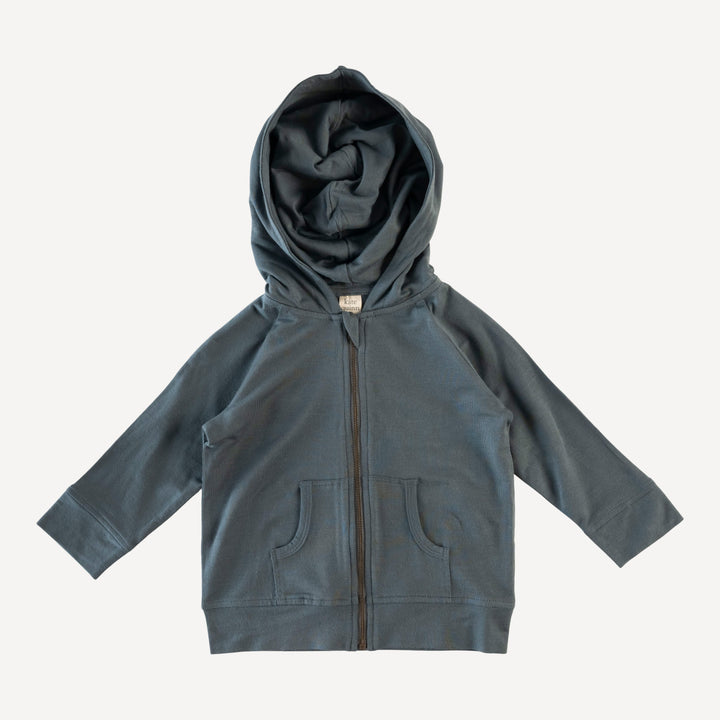 long sleeve zip front pocket hoodie | slate blue | lenzing modal