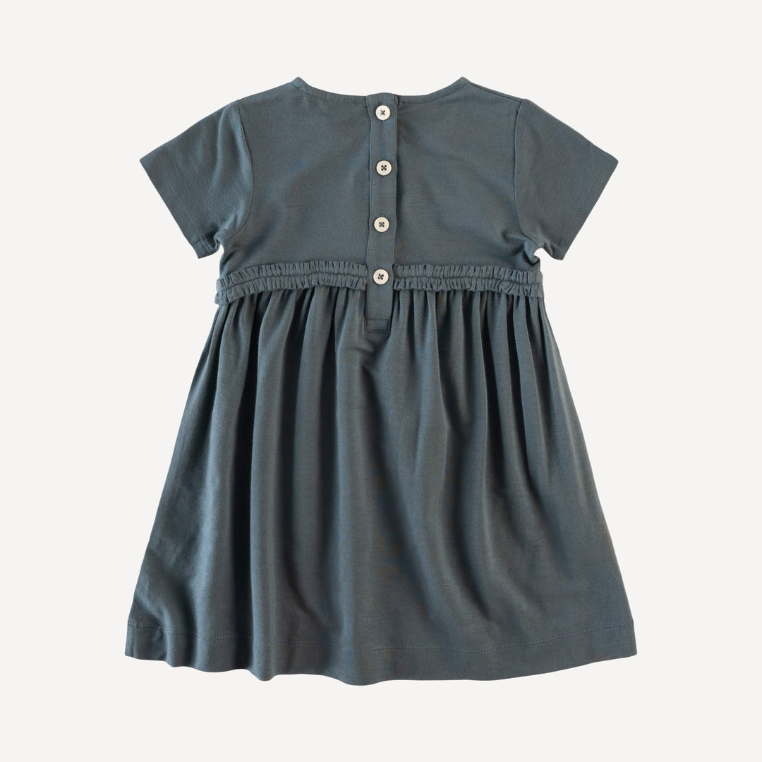 short sleeve rainbow empire dress | slate blue | lenzing modal