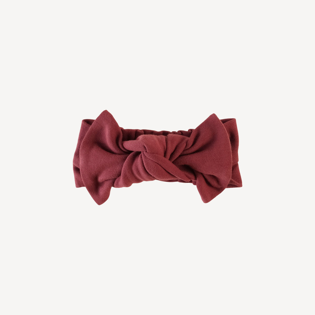 large bow elastic headband | bordeaux | organic cotton interlock