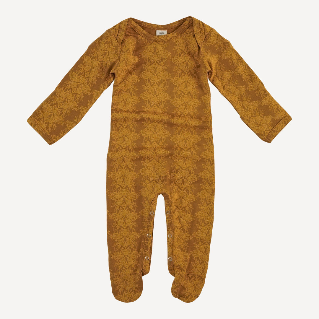 long sleeve lap neck footie | butterfly | bamboo