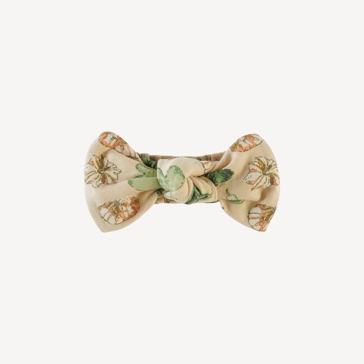 large bow elastic headband | watercolor gourd | organic cotton interlock