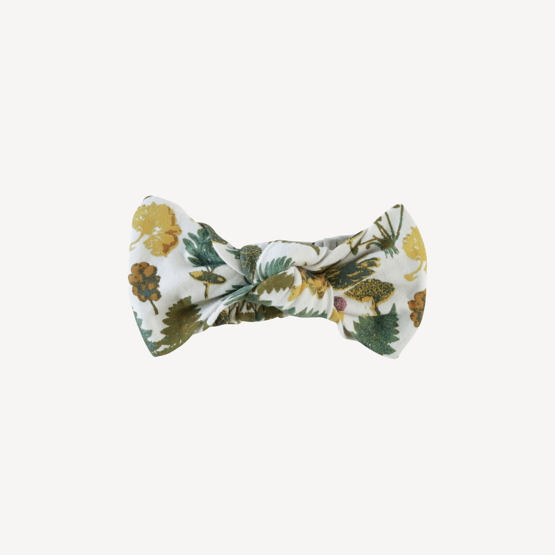 large bow elastic headband | autumn botanical | organic cotton interlock