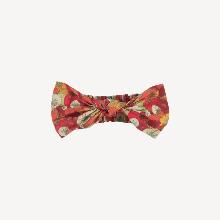 large bow elastic headband | heirloom tomatoes | organic cotton mid-weight woven