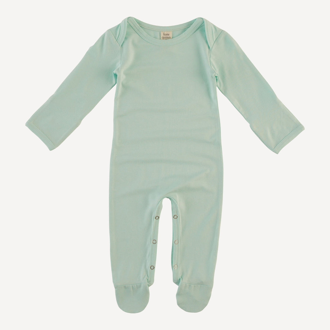 long sleeve lap neck footie | frozen sea | bamboo