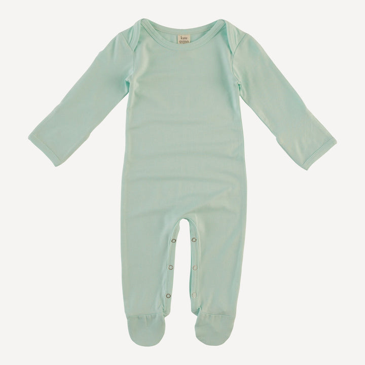 long sleeve lap neck footie | frozen sea | bamboo