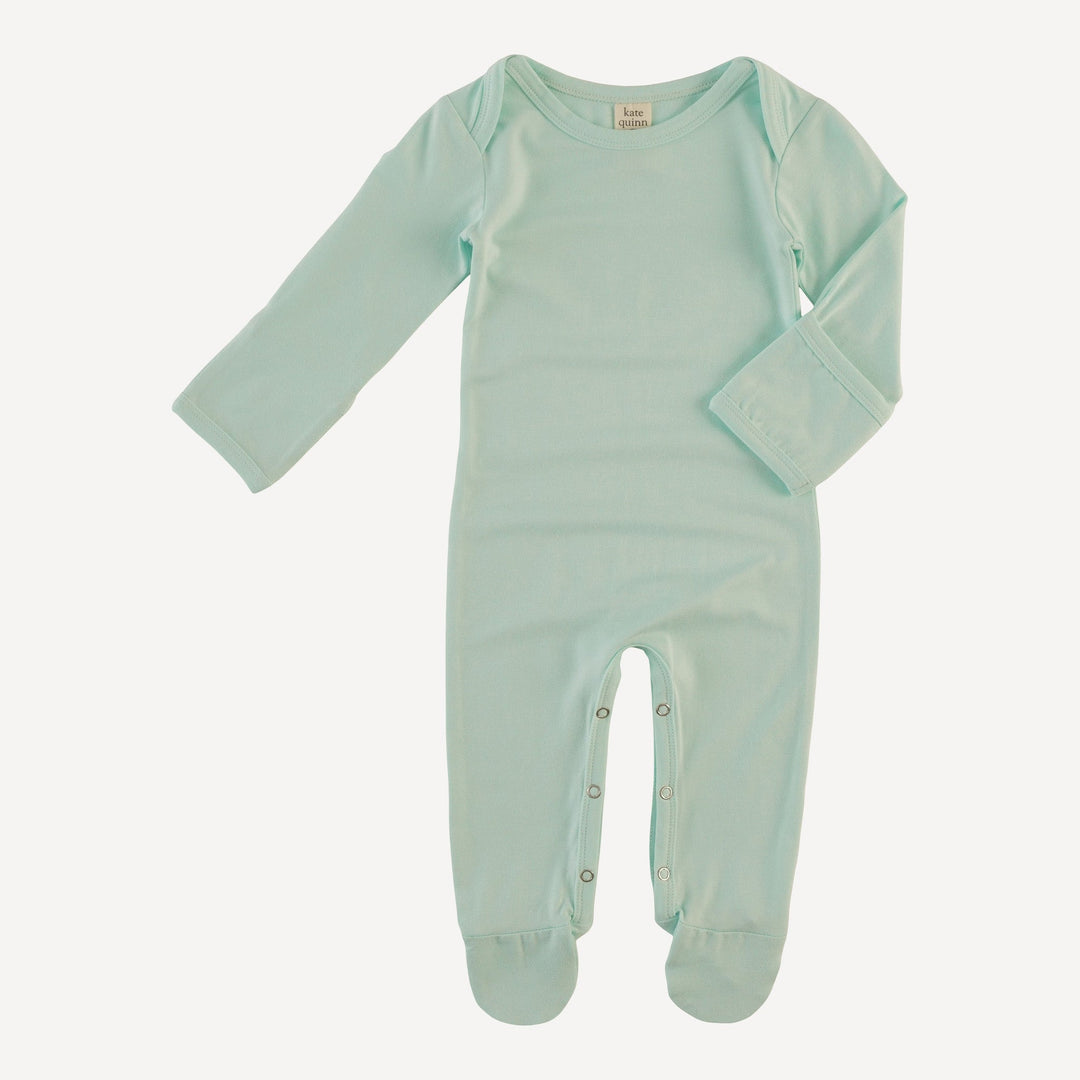 long sleeve lap neck footie | frozen sea | bamboo