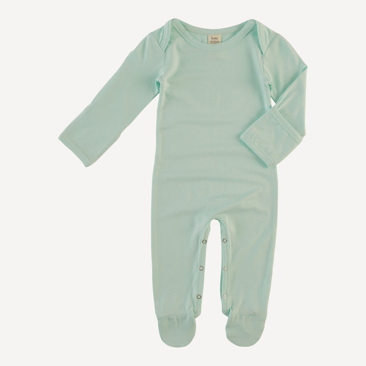 long sleeve lap neck footie | frozen sea | bamboo